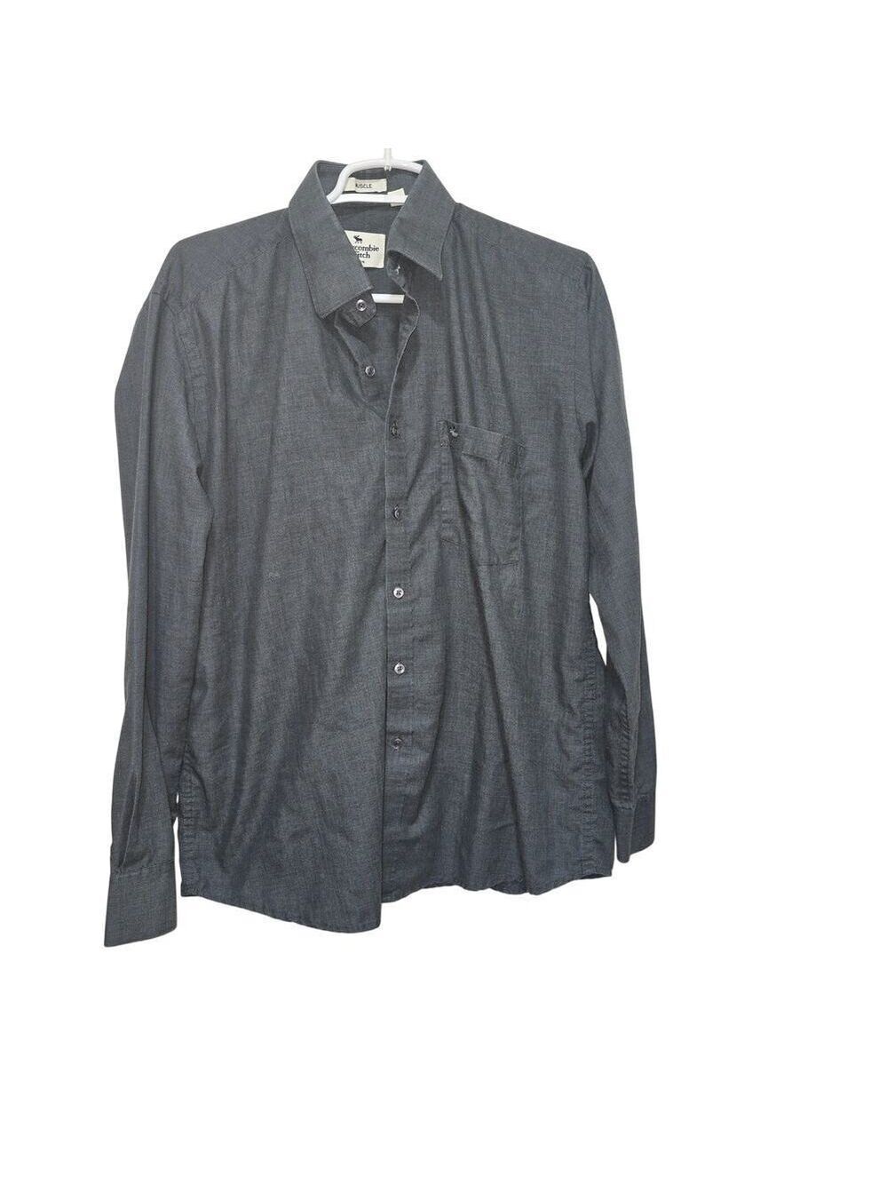 Abercrombie & Fitch Mens Large Muscle Fit Charcoal Button Down Shirt